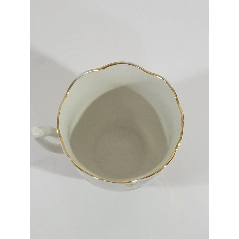 Vintage German Souvenir Cup Berlin Victory Column Porcelain White Floral Gold